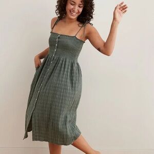 Aerie Smocked Button Down Midi Dress